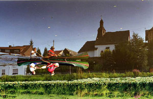 Kanufahrt mit Bildern von Bäumen und Wurzeln am Ufer